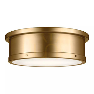 Serca 3 Light Large Flush Ceiling Light - Brushed Natural Brass Elstead small 0