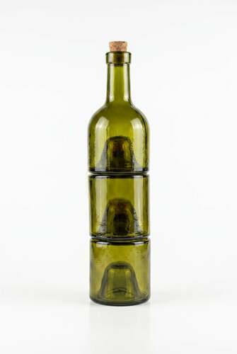 Check Olive Green Glass Oil Bottle 3-Piece BAZAR BIZAR 33 cm