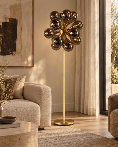 Check Floor Lamp BAZAR BIZAR Smoky Brown Glass Metal 166 cm