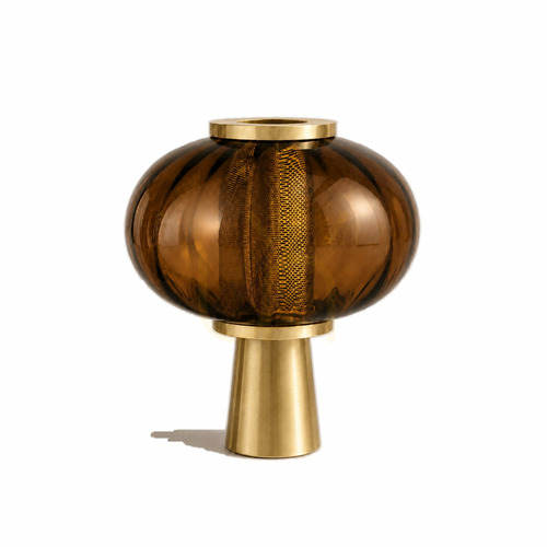 Check Table Lamp BAZAR BIZAR Amber Glass Metal 38 cm