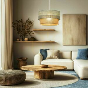 TK-Lighting DUO 10900 jute pendant light, green and brown, 45 cm, 1×E27 small 1