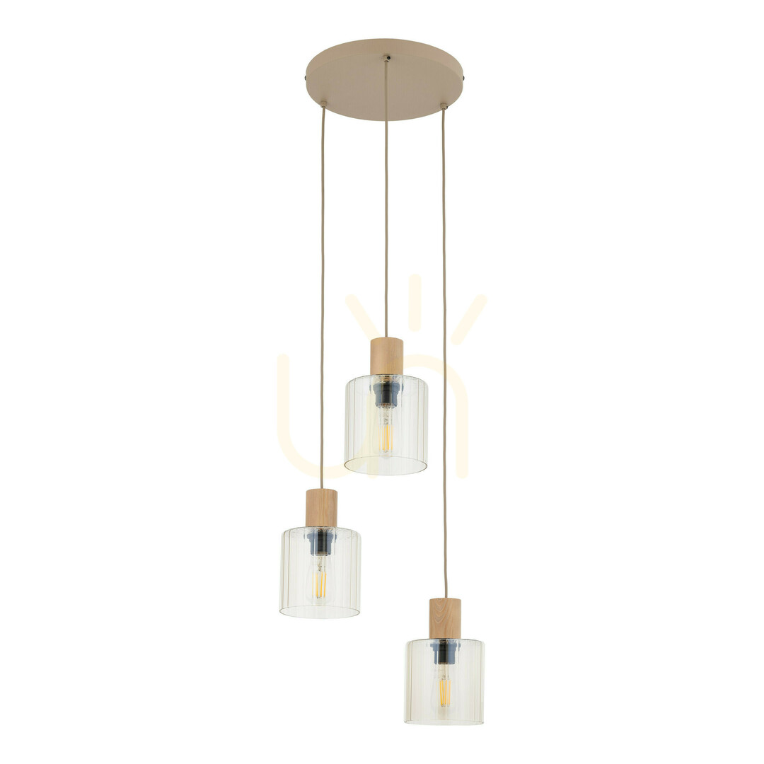 Sierra Wood Pendant Light 3 Xe27