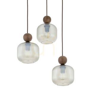 Ballo Walnut Pendant Light, 3 Xe14, Circle small 4