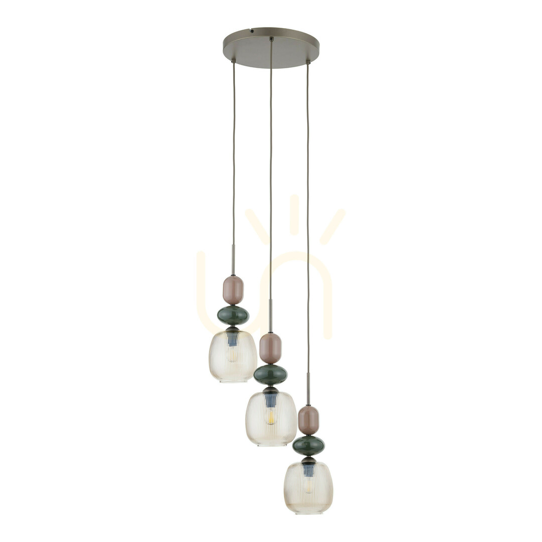 Zen New Brown Botti Cognac Pendant Light, 3 Xe14, Circle