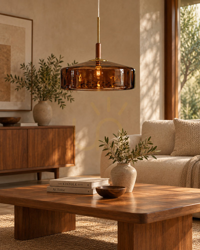Check BAZAR BIZAR Brown Glass Metal Pendant Light 40x40x160 cm