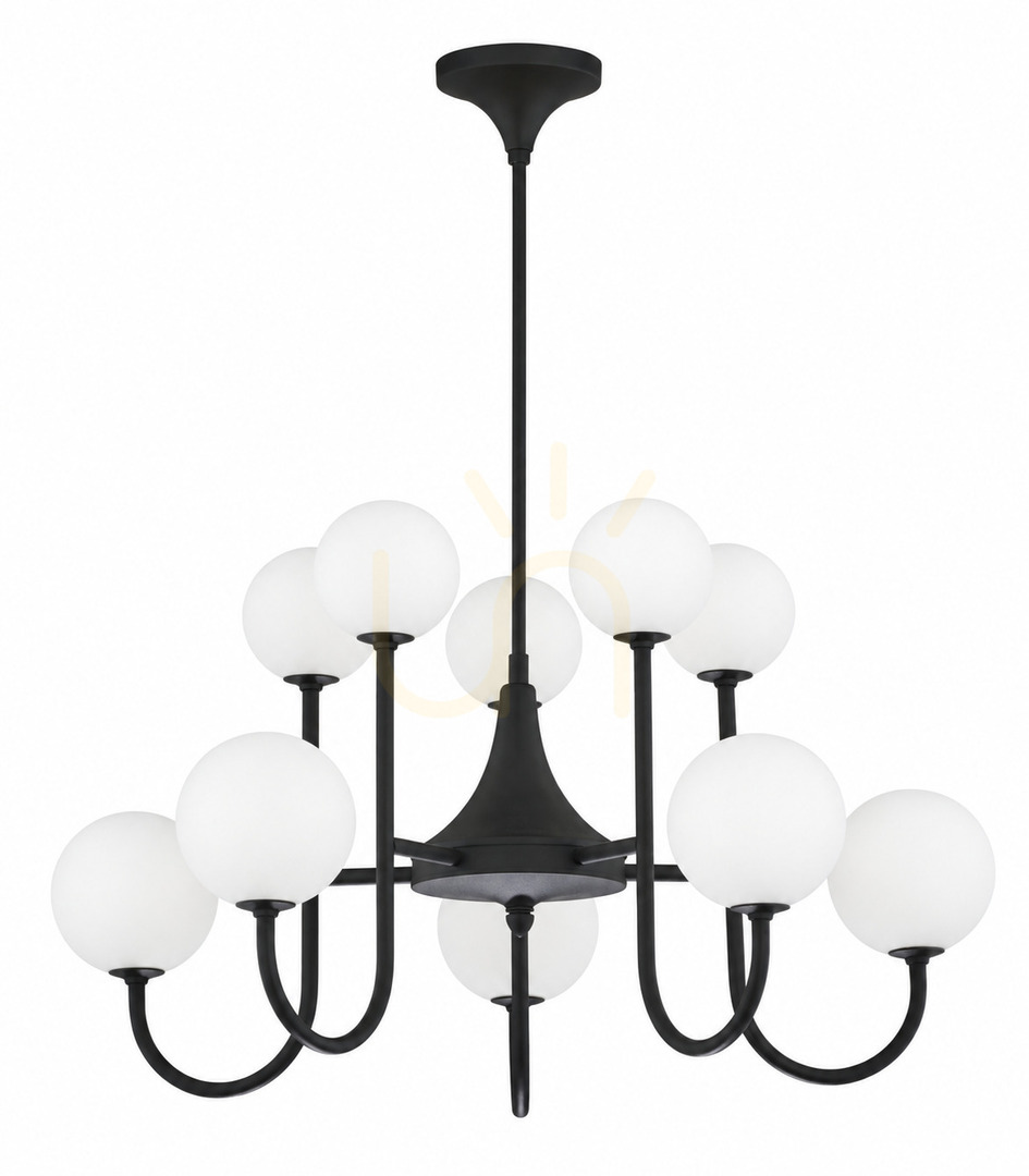 Chandelier Jupiter SELEN 1948 – black, 10 × G9