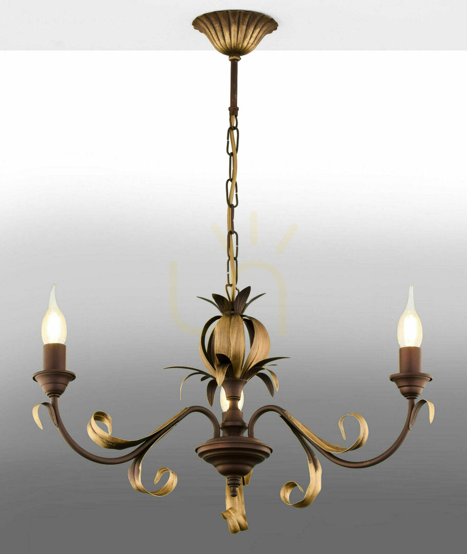 Chandelier Jupiter LIMA 739 – antique gold, 3 × E14