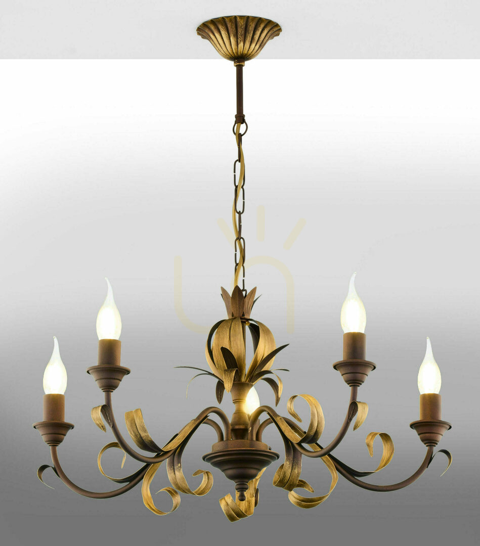 Chandelier Jupiter LIMA 741 – antique gold, 5 × E14