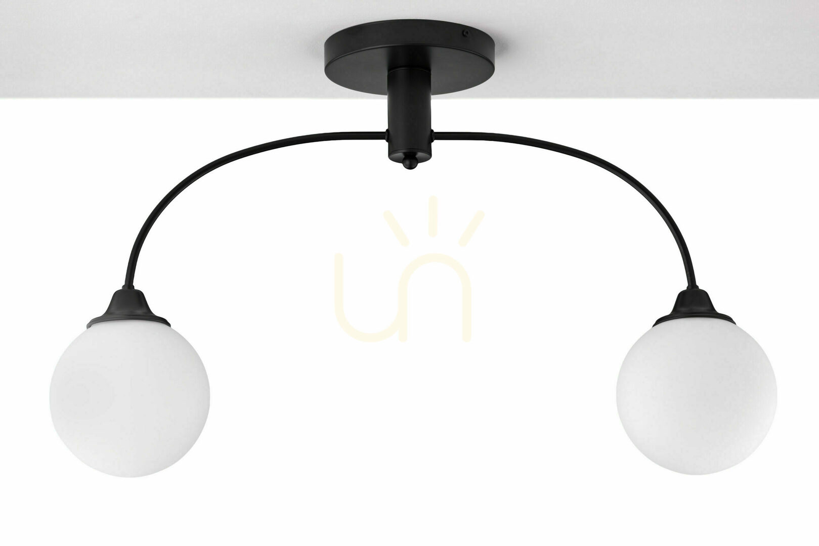Jupiter NOLA 2170 black chandelier, 2 white glass globes E27
