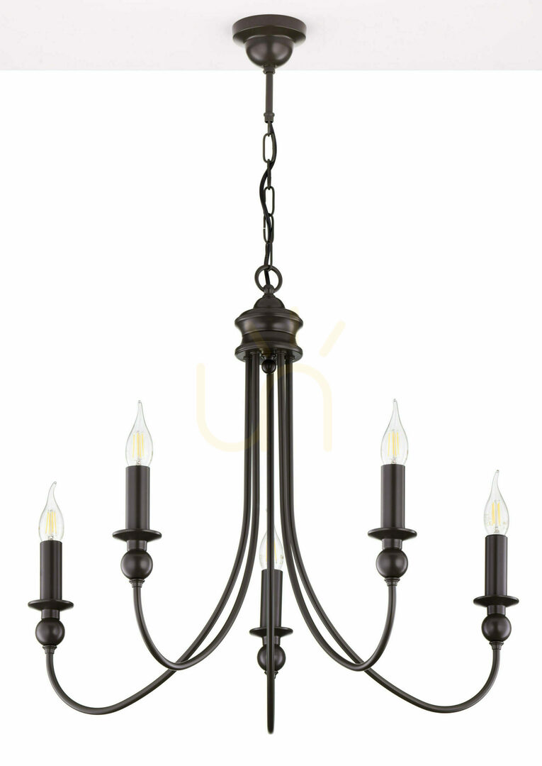 Jupiter WERONA 2172 graphite chandelier, 5 candle-style E14 holders