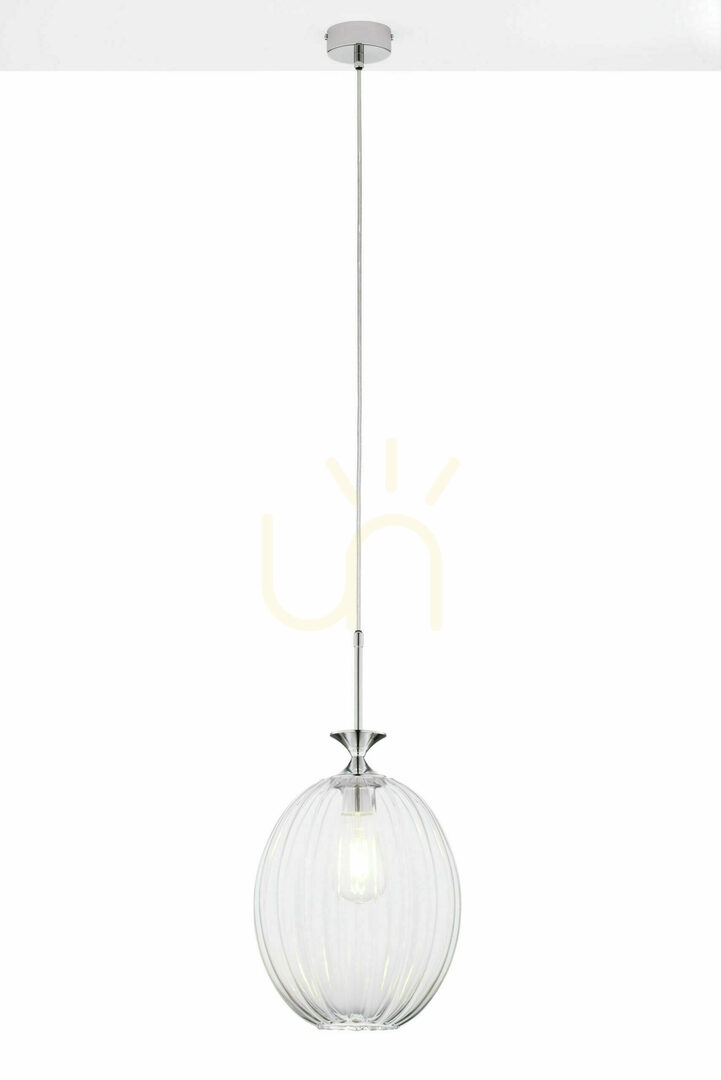 Jupiter ORIA 2179 chrome pendant with ribbed clear glass E27