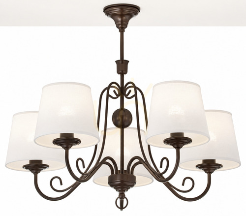 Check Jupiter ARKADA 2187 chandelier, black with white shades, 5 × E27