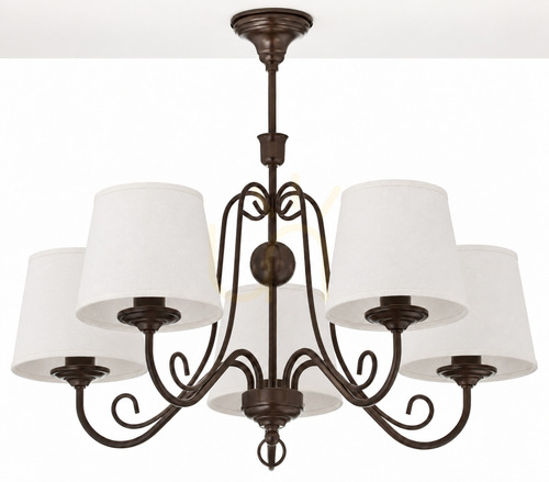Check Jupiter ARKADA 2187 chandelier, black with white shades, 5 × E27