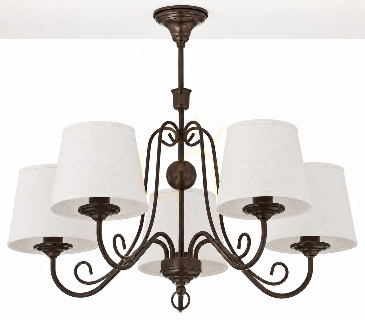 Jupiter ARKADA 2187 chandelier, black with white shades, 5 × E27