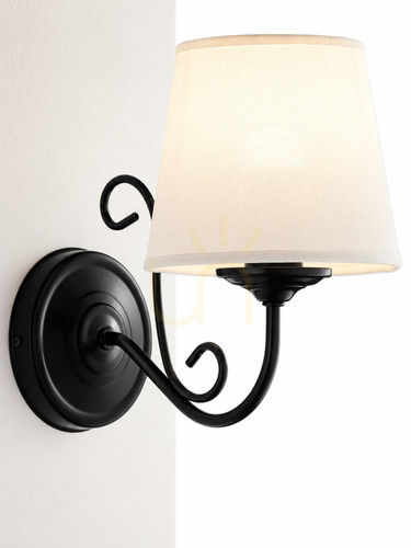 Check Jupiter ARKADA 2189 wall light, black with white shade, E27
