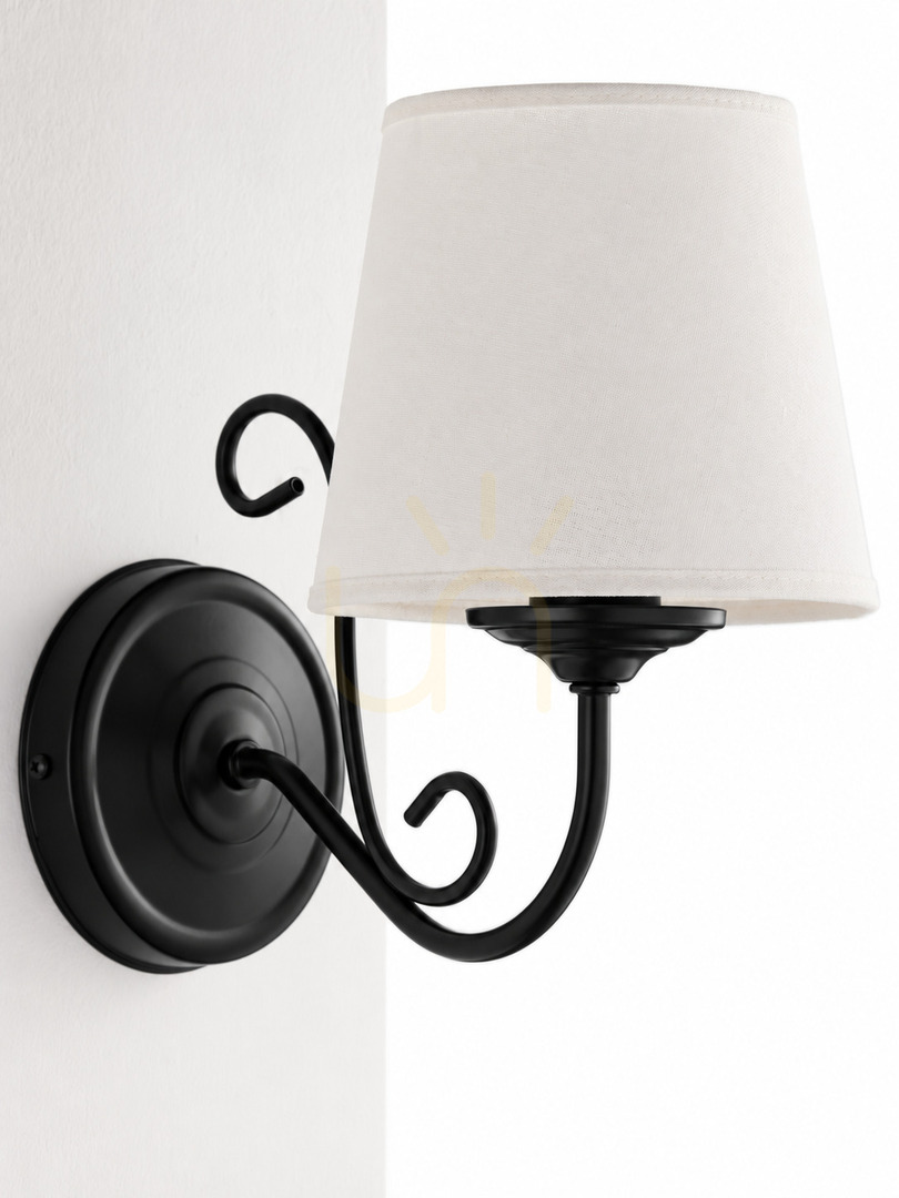 Jupiter ARKADA 2189 wall light, black with white shade, E27
