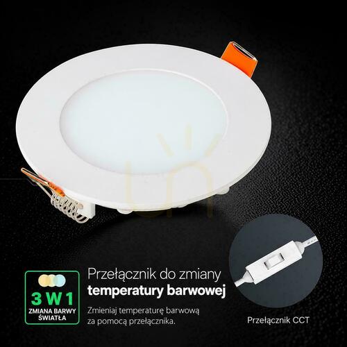 Check V-TAC PRO VT-1207CCT Recessed LED Panel, Round 170 mm, 12 W, 1150 lm, 3000K/4000K/6500K, White