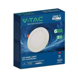 V-TAC PRO SLIM 18W LED CREE CHIP Recessed Downlight, Round, 225x12mm, CCT VT-1807CCT, 1650 lm, 6-Year Warranty 4 V-TAC PRO SLIM 18W LED CREE CHIP Recessed Downlight, Round, 225x12mm, CCT VT-1807CCT, 1650 lm, 6-Year Warranty small 4
