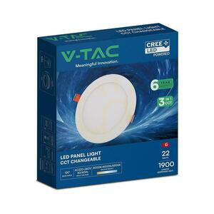 V-TAC PRO VT-2207CCT round recessed LED panel 22W 1900lm CCT 3000K/4000K/6500K Ø24 cm, white small 4
