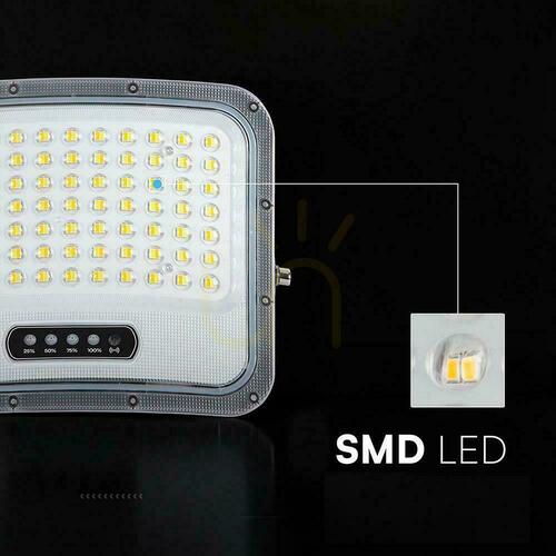Check V-TAC 12W Solar LED Floodlight with Remote Control and Auto Timer, IP65, Black, CCT VT-105W 3000K-4500K-6500K, 2000 lm