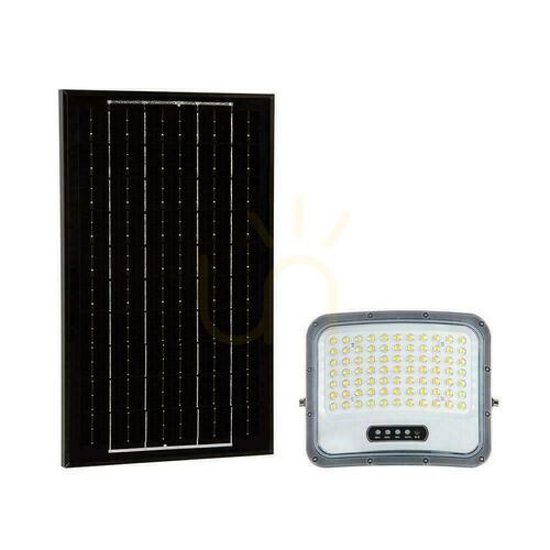 Check V-TAC 12W Solar LED Floodlight with Remote Control and Auto Timer, IP65, Black, CCT VT-105W 3000K-4500K-6500K, 2000 lm