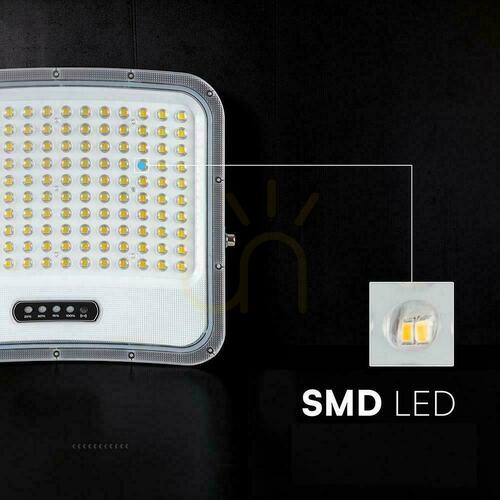 Check V-TAC 25W Solar LED Floodlight with Remote Control and Auto Timer, IP65, Black, CCT VT-305W 3000K-4500K-6500K, 2000 lm