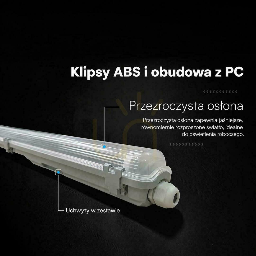 Display V-TAC LED Hermetic Fixture for 1x150 cm Fluorescent Tubes, IP65, PC+ABS, VT-121001 V-TAC LED Hermetic Fixture for 1x150 cm Fluorescent Tubes, IP65, PC+ABS, VT-121001