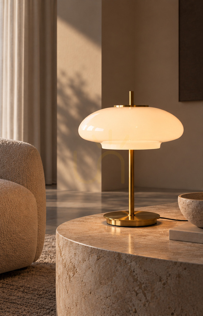 Show BAZAR BIZAR Alba White Gold Glass Metal Table Lamp M BAZAR BIZAR Alba White Gold Glass Metal Table Lamp M