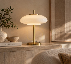 Table Lamp BAZAR BIZAR Alba White Gold Glass Metal 49 cm small 2