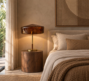 BAZAR BIZAR Brown Glass Metal Table Lamp 56 cm small 0