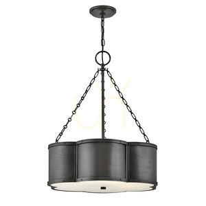 Chance pendant light Quintiesse 3 x E27, blackened brass, opal glass small 0