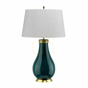 Havering table lamp - turquoise ceramic, ivory shade Quintiesse small 0