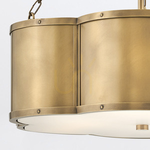Chance pendant light Quintiesse 3 x E27, heritage brass, opal glass small 1