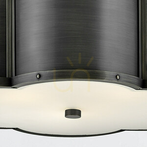 Chance semi-flush ceiling light Quintiesse 3 x E27, Ø 45.7 cm, blackened brass, opal glass small 1