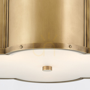Chance semi-flush ceiling light Quintiesse 3 x E27, Ø 45.7 cm, heritage brass, opal glass small 1