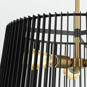 Linara pendant light Quintiesse 3 x E27, black slatted shade, natural brass small 3