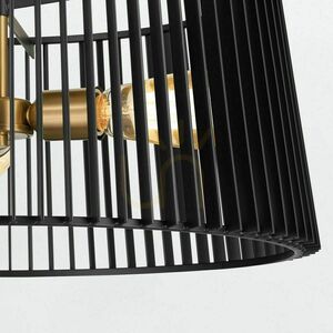 Linara pendant light Quintiesse 3 x E27, black slatted shade, natural brass small 4