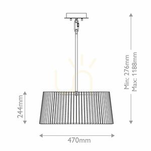 Linara pendant light Quintiesse 3 x E27, black slatted shade, natural brass small 6