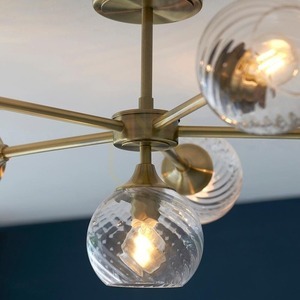 Endon Allegra Semi-Flush Ceiling Light Antique Brass 6×E14 Glass Ø64 cm small 6