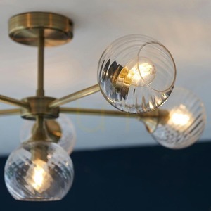 Endon Allegra Semi-Flush Ceiling Light Antique Brass 6×E14 Glass Ø64 cm small 7