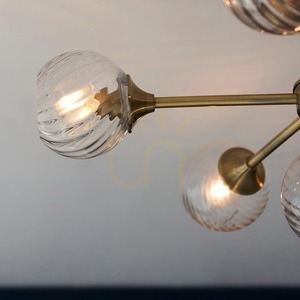 Endon Allegra Semi-Flush Ceiling Light Antique Brass 6×E14 Glass Ø64 cm small 8