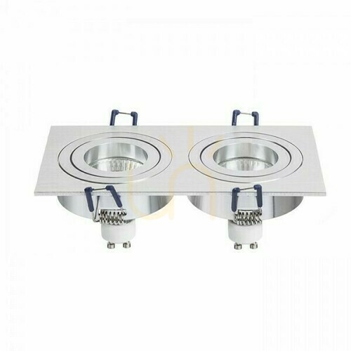 Check PASADENA GU10 SQ II Recessed Downlight 2xGU10 Brushed Aluminium 230 V