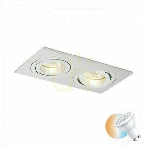 PASADENA GU10 SQ II Recessed Downlight 2xGU10 Brushed Aluminium 230 V small 0