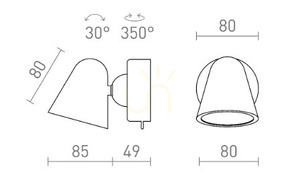 Stig wall lamp Black 230 V Led 5.6 W 34° 3000 K small 5