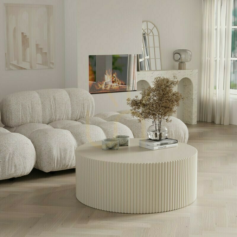 Preview RYU Coffee Table, 90 cm, Gray-Beige, with Grooves by Nova Nook RYU Coffee Table, 90 cm, Gray-Beige, with Grooves by Nova Nook
