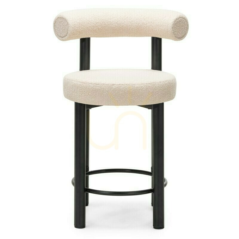 Show Set of 2 PERER bar stools, beige with black legs, made of bouclé fabric; minimum order quantity – 2 pieces, Nova Nook Set of 2 PERER bar stools, beige with black legs, made of bouclé fabric; minimum order quantity – 2 pieces, Nova Nook