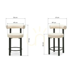 Set of 2 PERER bar stools, beige with black legs, made of bouclé fabric; minimum order quantity – 2 pieces, Nova Nook 8 Set of 2 PERER bar stools, beige with black legs, made of bouclé fabric; minimum order quantity – 2 pieces, Nova Nook small 8