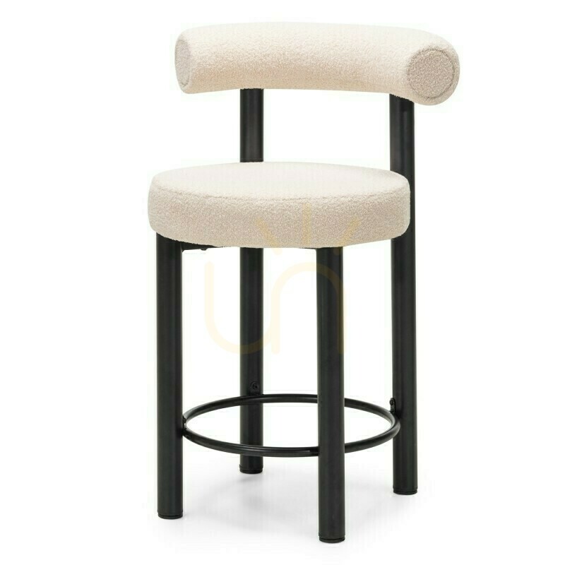 Check Set of 2 PERER bar stools, beige with black legs, made of bouclé fabric; minimum order quantity – 2 pieces, Nova Nook Set of 2 PERER bar stools, beige with black legs, made of bouclé fabric; minimum order quantity – 2 pieces, Nova Nook