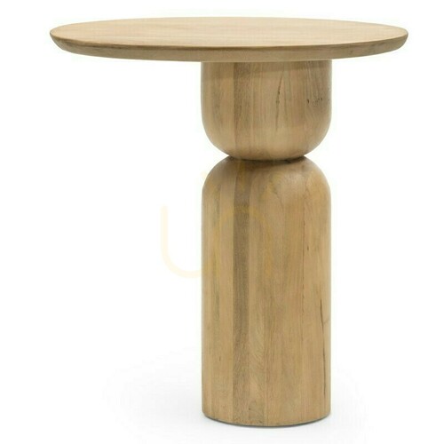 Check PINOT 55 cm Side Table, Oval, Mango Wood, with Rounded Shapes by Nova Nook
