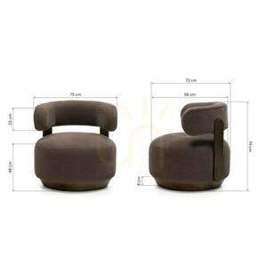 DOUX Lounge Chair, rounded shapes, espresso color, Nova Nook walnut small 8